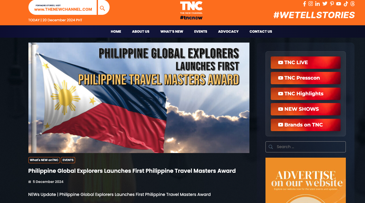 Philippine Travel Masters featured on TNC Dec 2024